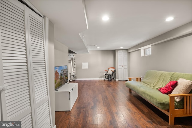 living room featuring dark hardwood / wood-style flooring