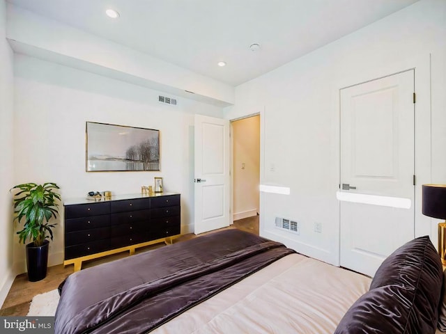 bedroom with light hardwood / wood-style flooring