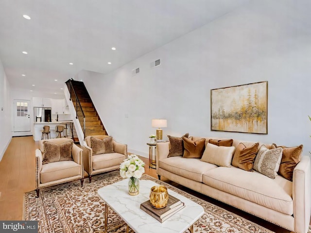 living room featuring light hardwood / wood-style floors