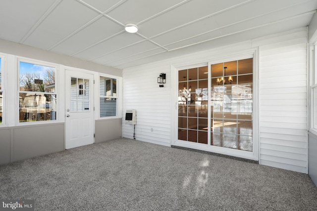 view of unfurnished sunroom