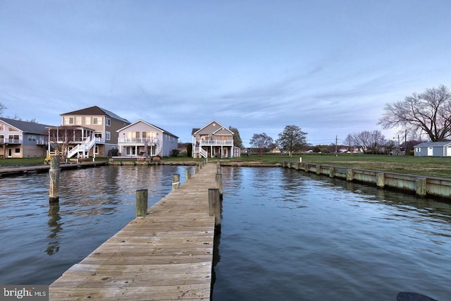 view of dock featuring a water view