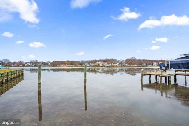 view of dock featuring a water view