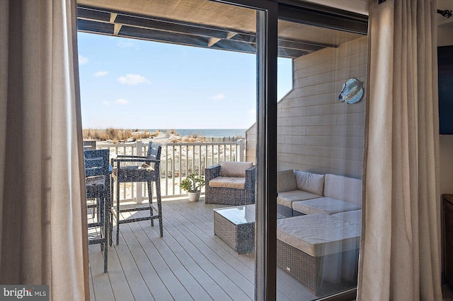 deck with a water view