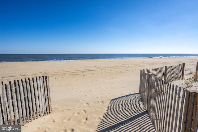 view of water feature featuring a view of the beach