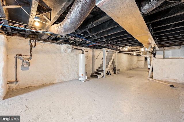 basement with gas water heater