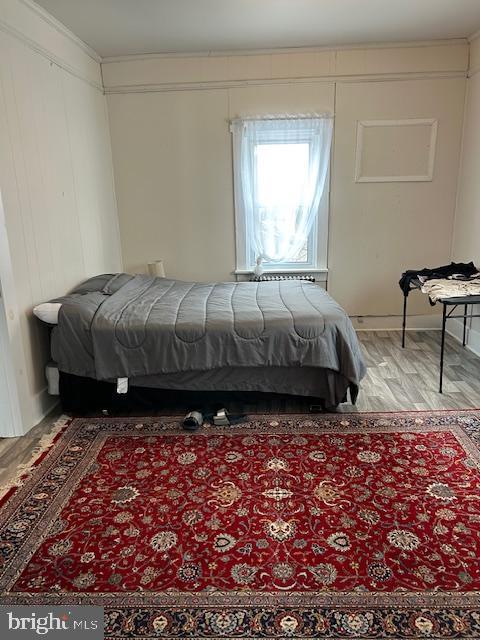 bedroom with wood-type flooring