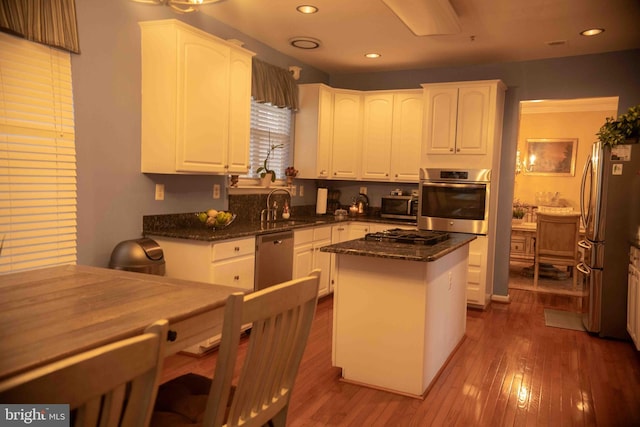 12817 Glasgow Ct, Fort Washington, MD 20744 - kitchen with stainless steel appliances, white cabinetry, dark wood-type flooring, and recessed lighting