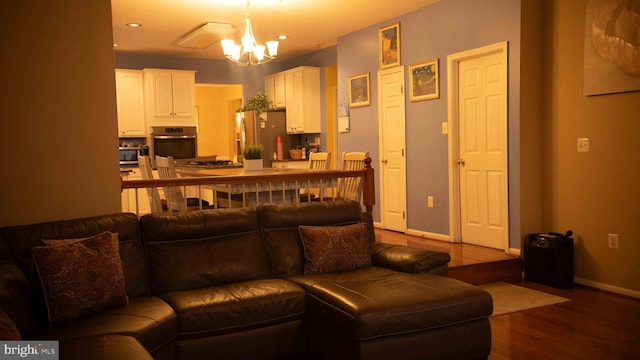12817 Glasgow Ct, Fort Washington, MD 20744 - living area with a chandelier, wood finished floors, and recessed lighting