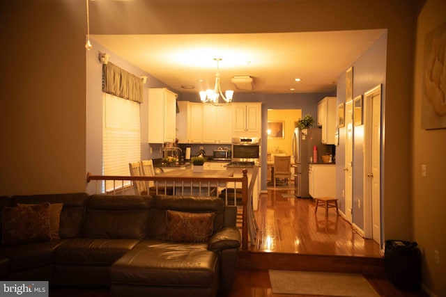 12817 Glasgow Ct, Fort Washington, MD 20744 - living area featuring a chandelier, dark wood-style floors, and recessed lighting