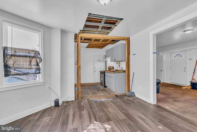 interior space with hardwood / wood-style flooring