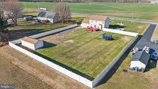 drone / aerial view with a rural view