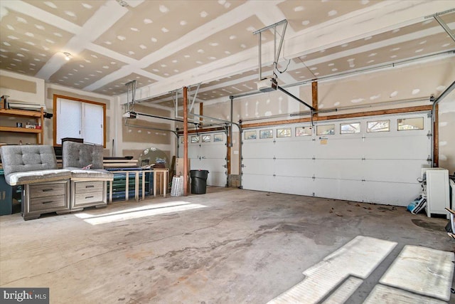 garage with a garage door opener