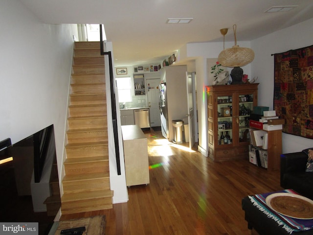 interior space with hardwood / wood-style flooring