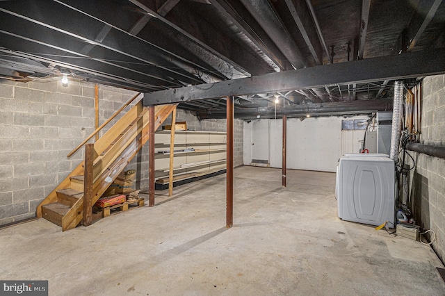 basement featuring washer / clothes dryer