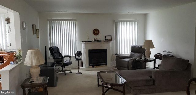 living room with carpet