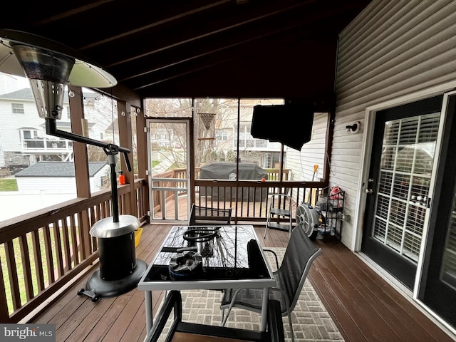 wooden deck with grilling area