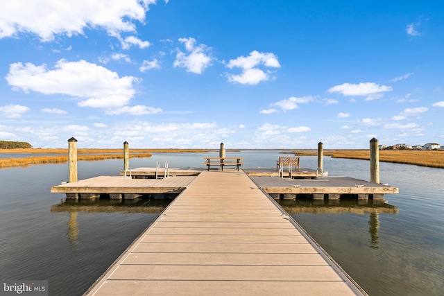 view of dock featuring a water view