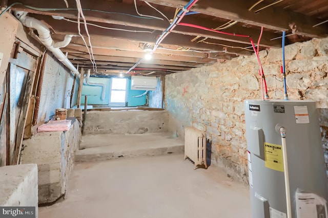 basement with water heater