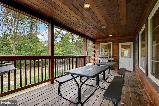 deck featuring grilling area