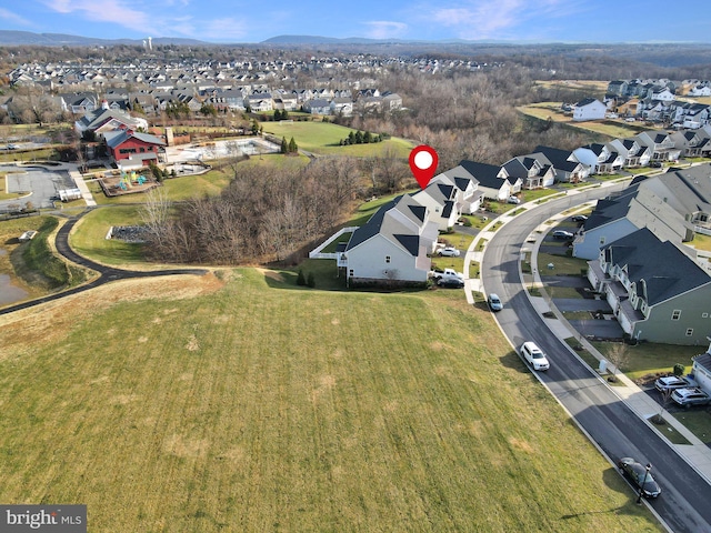 bird's eye view with a mountain view