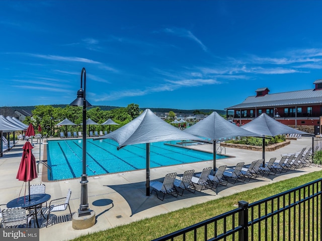 view of swimming pool featuring a patio