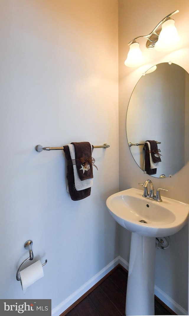 bathroom with sink and wood-type flooring