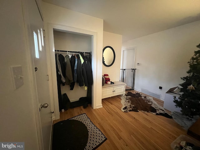 interior space featuring a closet and light wood-type flooring