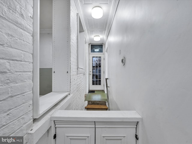 corridor with crown molding