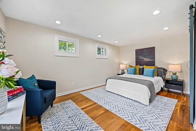 bedroom featuring dark hardwood / wood-style floors