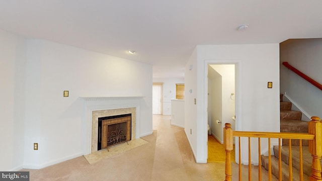 interior space featuring a premium fireplace