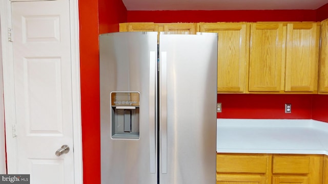 kitchen with stainless steel fridge