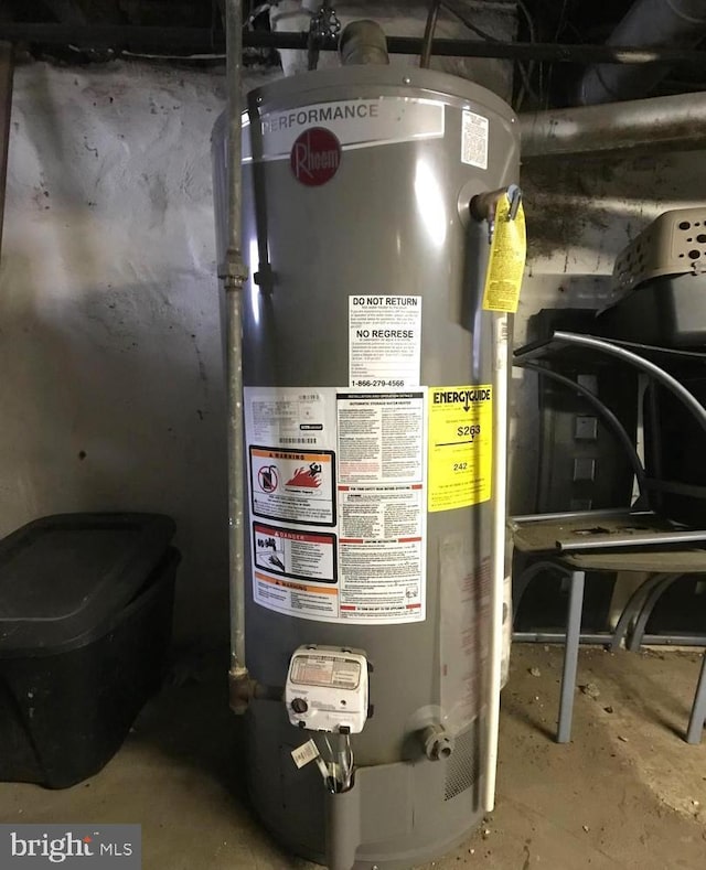 utilities featuring gas water heater