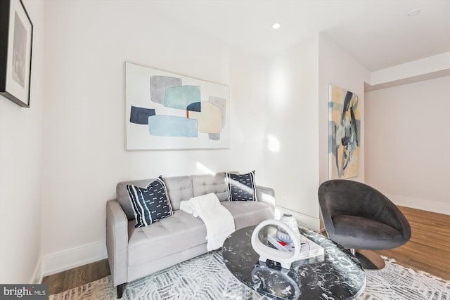 living room with light hardwood / wood-style floors