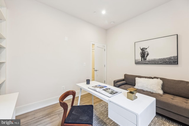 home office featuring wood-type flooring