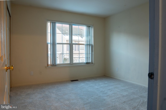 spare room featuring light carpet