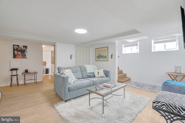 living room featuring light hardwood / wood-style flooring