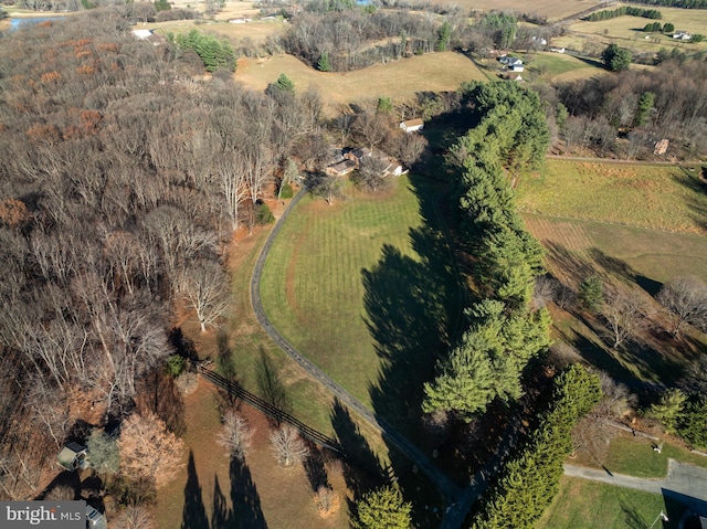 drone / aerial view with a rural view