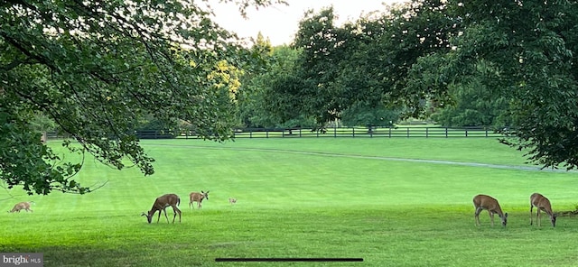 view of property's community with a lawn and a rural view