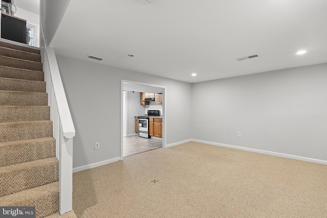 basement featuring carpet floors