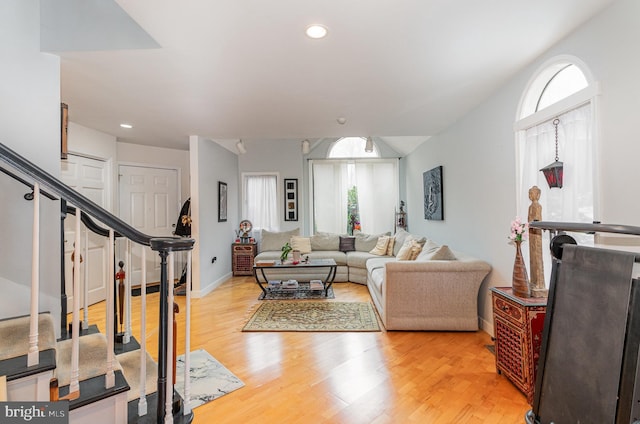 living room featuring light hardwood / wood-style flooring