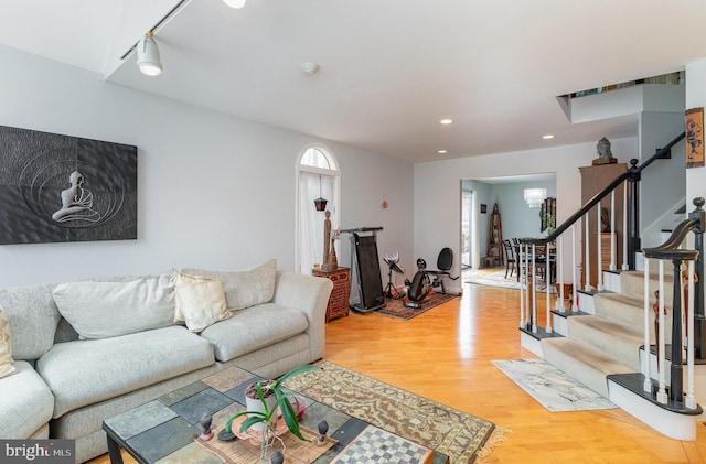 living room with wood-type flooring