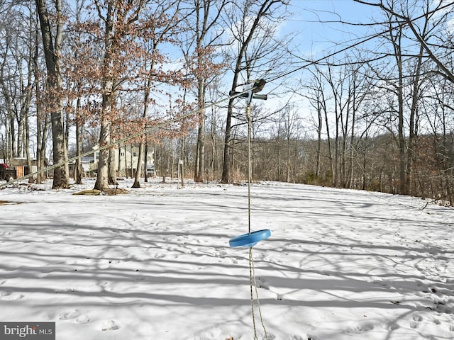 view of yard covered in snow