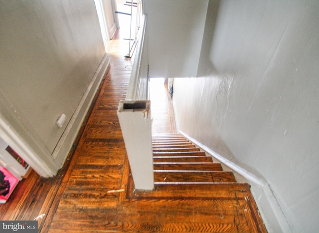 staircase featuring hardwood / wood-style floors