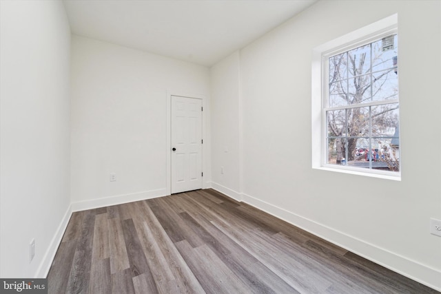 empty room featuring plenty of natural light and wood-type flooring