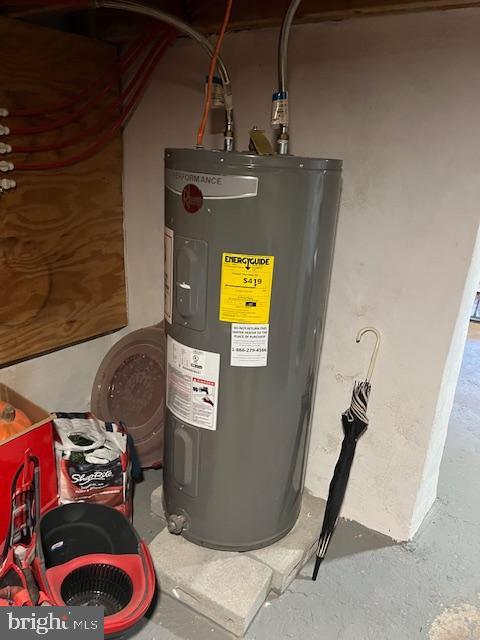 utility room featuring water heater