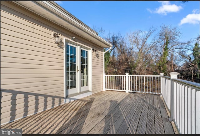 wooden terrace with french doors