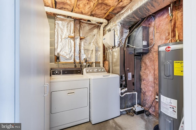 laundry room featuring independent washer and dryer and electric water heater