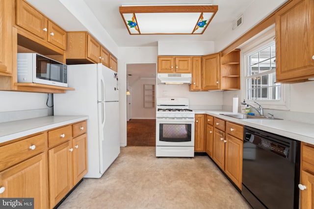 kitchen with white appliances and sink