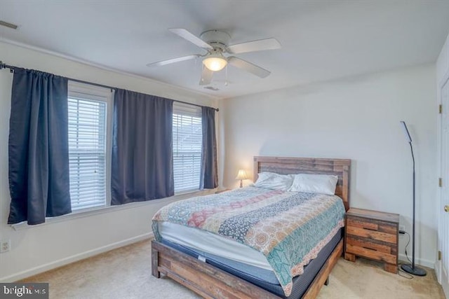 bedroom featuring carpet and ceiling fan