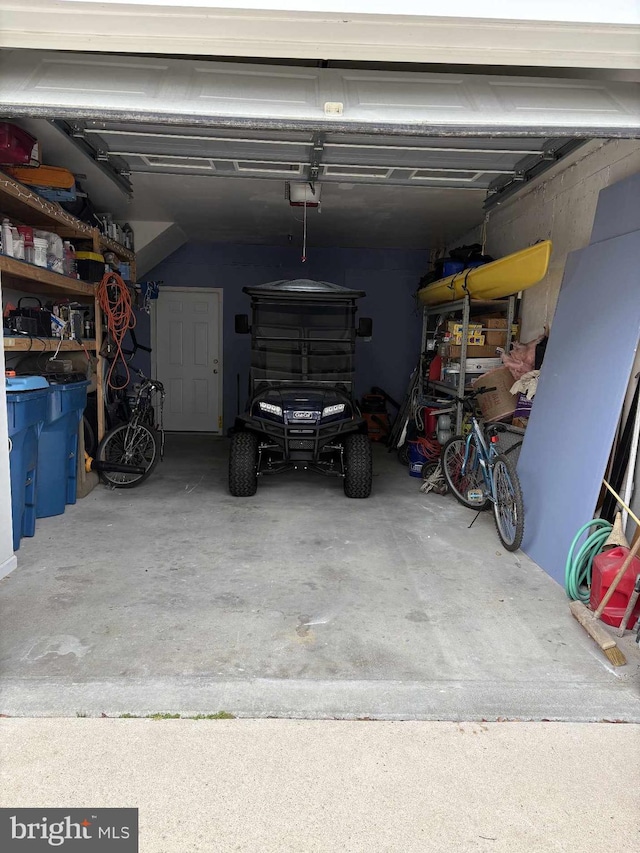 garage with a garage door opener